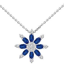 Starburst Dia Ctr Cluster Cable 1.28 Carat Marquise Necklace