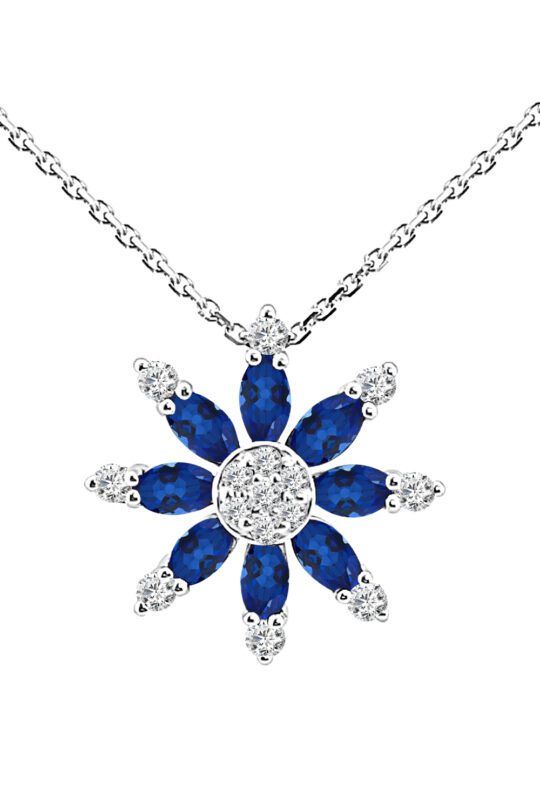 Starburst Dia Ctr Cluster Cable 1.28 Carat Marquise Necklace