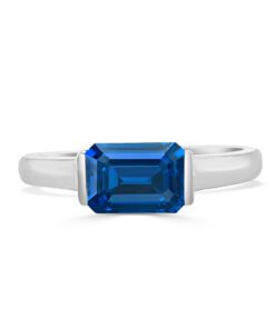 Half Bezel Emerald Cut Stackable 1.23 Carat Ring