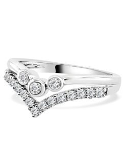 Double Curved Ladies 0.35 Carat Round Ring