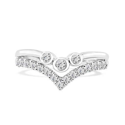 Double Curved Ladies 0.35 Carat Round Ring