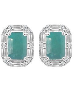 Alt Rd & Baguette Emerald Halo 1.10 Carat Earrings