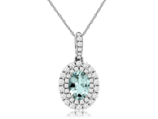 Double Halo Cable 0.66 Carat Oval 18 Inch Necklace