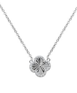 D/c Clover With Halo 0.09 Carat 18 Inch Necklace