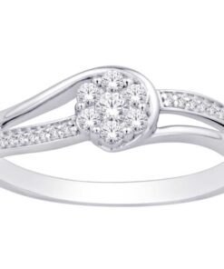 Bypass Round Cluster Side Stones 0.20 Carat Engagement Ring