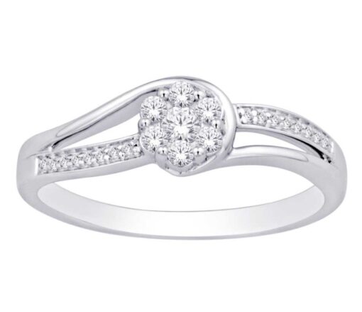 Bypass Round Cluster Side Stones 0.20 Carat Engagement Ring