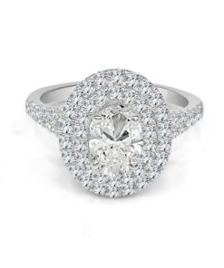 Oval Double Halo 0.73 Carat Oval Engagement Ring
