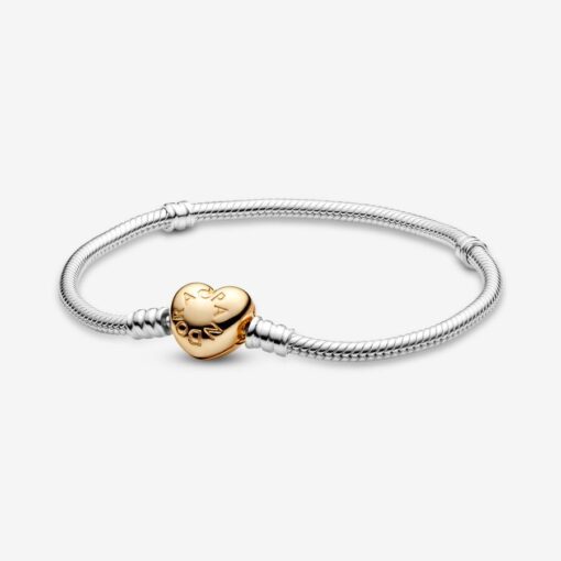 Snake Chain With Heart Clasp Bracelet