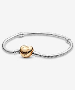 Snake Chain With Heart Clasp Bracelet