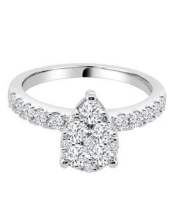 Pear Cluster Side Stones 1.00 Carat Engagement Ring