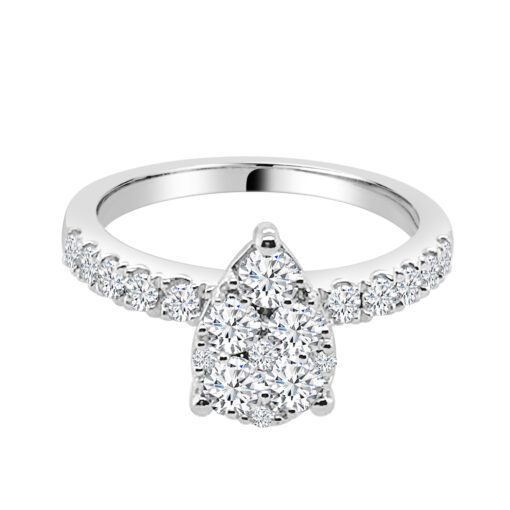 Pear Cluster Side Stones 1.00 Carat Engagement Ring
