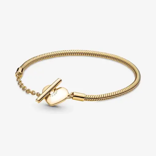 Snake Chain With Heart T Bar Clasp Bracelet