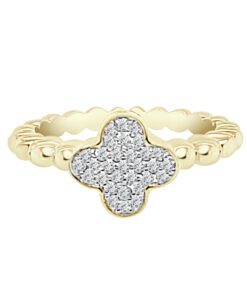 Pave Clover Beaded 0.15 Carat Ring