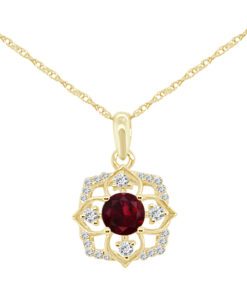 Round Floral 0.57 Carat 18 Inch Necklace