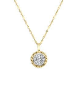 Rope Halo Cluster Circle 0.15 Carat 18 Inch Necklace