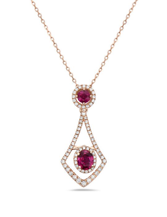 Geometric Halo Drop With 14k Chain 0.72 Carat Necklace