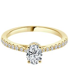 Tapered Oval Sunken Halo 0.50 Carat Engagement Ring