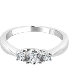 Pinched Shank 3-Stone 0.27 Carat Round Engagement Ring