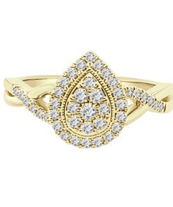 Twist Cluster Pear Halo 0.33 Carat Engagement Ring