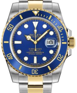 Submariner Oyster Bluesy 116613LB 40mm Fluted Band Box and Papers Included Bezel