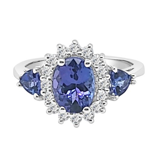 Halo With Tanz Trillions Ladies 1.80 Carat Oval Ring