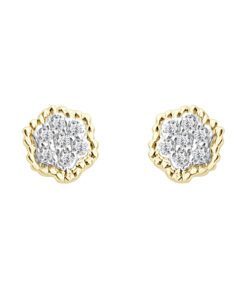 Beaded Halo Floral Cluster 0.21 Carat Earrings