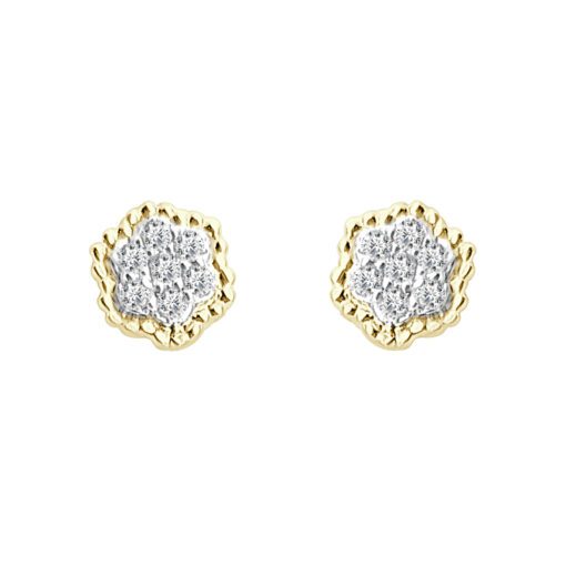 Beaded Halo Floral Cluster 0.21 Carat Earrings