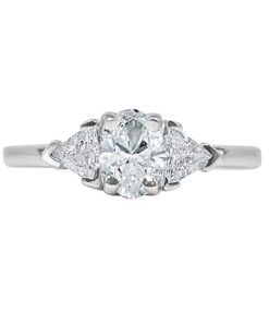 Oval & Trillion 3-Stone 0.71 Carat Engagement Ring