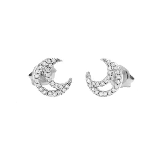 Crescent Moon Stud 0.14 Carat Earrings