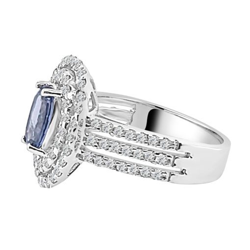 Dbl Halo Divided Shank Ladies 1.20 Carat Oval Ring