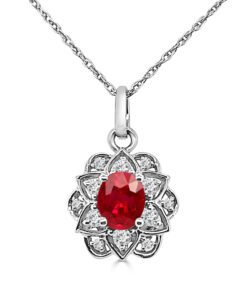 Floral Halo 0.41 Carat Oval Necklace
