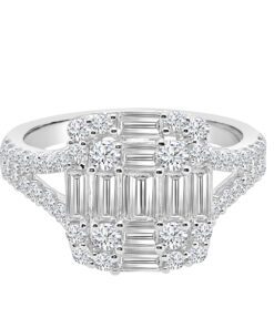Halo Mosaic Side Stones 1.72 Carat Engagement Ring