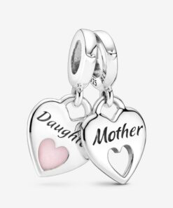 Mother Daughter Heart Split Dangle Charm