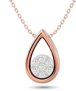 Open Teardrop With Cluster 0.10 Carat Necklace