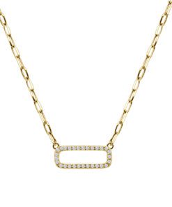 Open Bar Paperclip 0.20 Carat 18 Inch Necklace