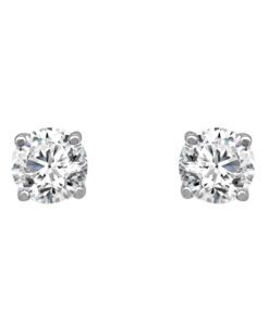 Four Prong 0.46 Carat Round Solitaire Stud Earrings
