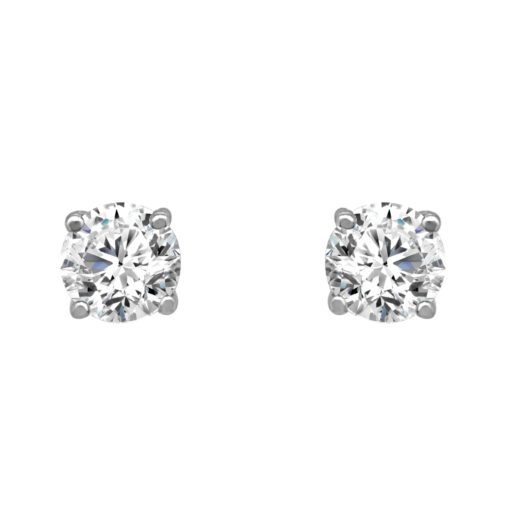 Four Prong 0.46 Carat Round Solitaire Stud Earrings