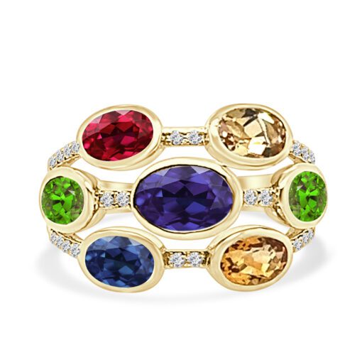 Ladies 0.12 Carat Diamond & Multicolor Ring