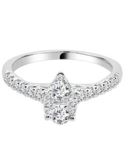 Pear Shaped Cluster Center Side Stones 0.74 Carat Engagement Ring
