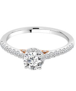 Rose Gold Accents Side Stones 0.50 Carat Round Engagement Ring