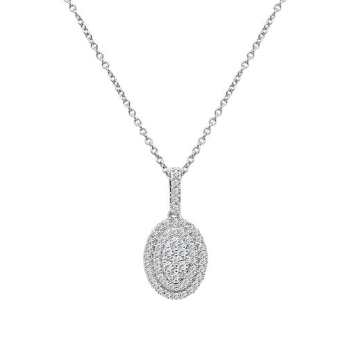 Cluster Oval Double Halo 0.33 Carat 16-18 Inch Necklace