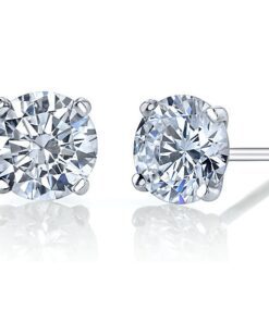 4 Prong 2.00 Carat Round Solitaire Stud Earrings
