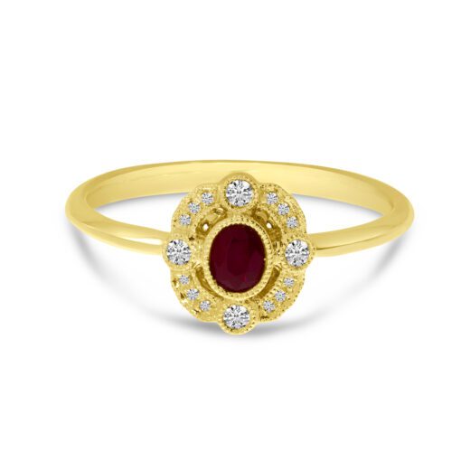 Vintage Ladies 0.18 Carat Ruby & Diamond Ring