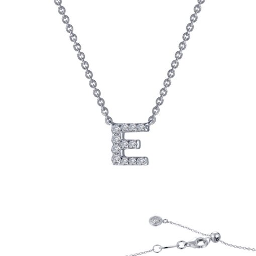 Block Letter E 0.40 Carat 20 Inch Necklace