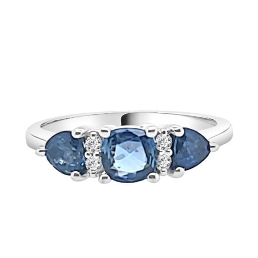 3 Sapphires With Dia Ladies 1.40 Carat Ring