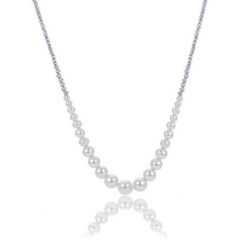 D/c Bead & Graduated Freshwater 18 Inch Necklace
