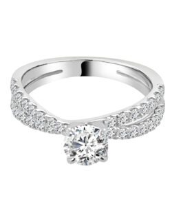 Bypass 0.71 Carat Round Diamond & Diamond Engagement Ring