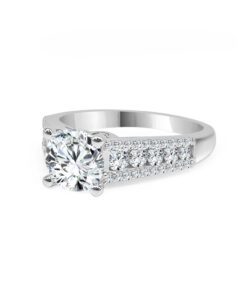 Tapered Triple Row Side Stones 0.93 Carat Princess Lab Diamond & Diamond Engagement Ring