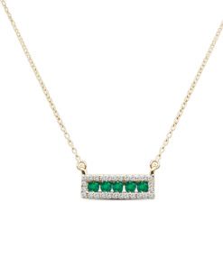 Cable Emerald & Diamond 18 Inch Necklace
