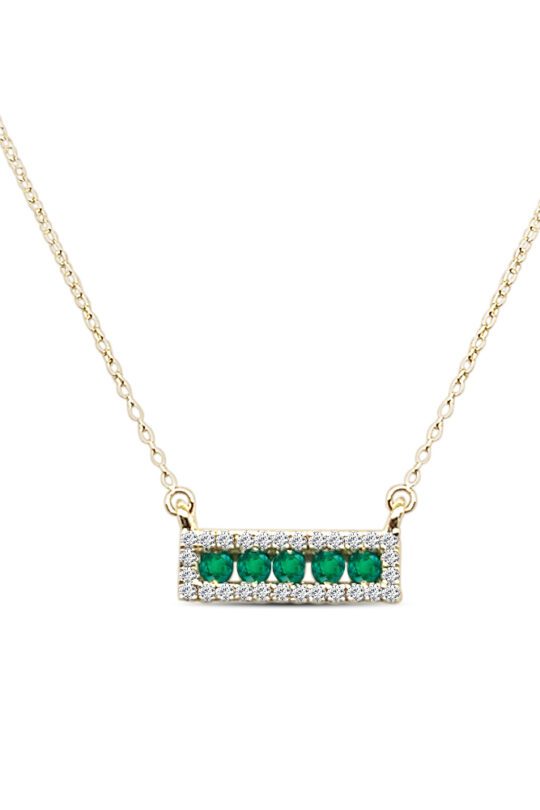 Cable Emerald & Diamond 18 Inch Necklace